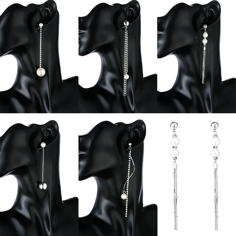 

Simple Zircon Imitation Pearl Long Tassel Dangle Earrings Small Fresh 2019 Women's Earring Korean Fashion Jewelry Accessories