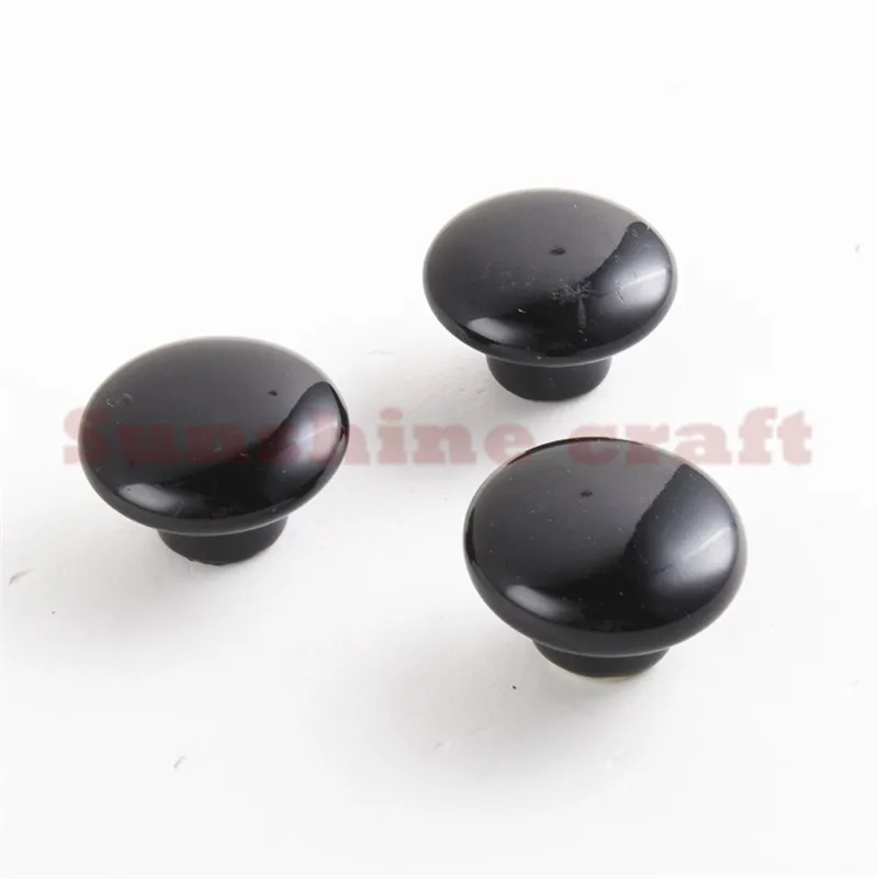 6pcs Black round handle idyllic small round ceramic kitchen drawer