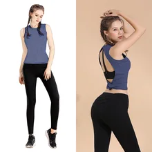 Жилет для йоги рубашка полая красота обратно быстро высыхает, дышащая ткань Тонкий стрейч спортивная рубашка Топ для бега фитнес жилет