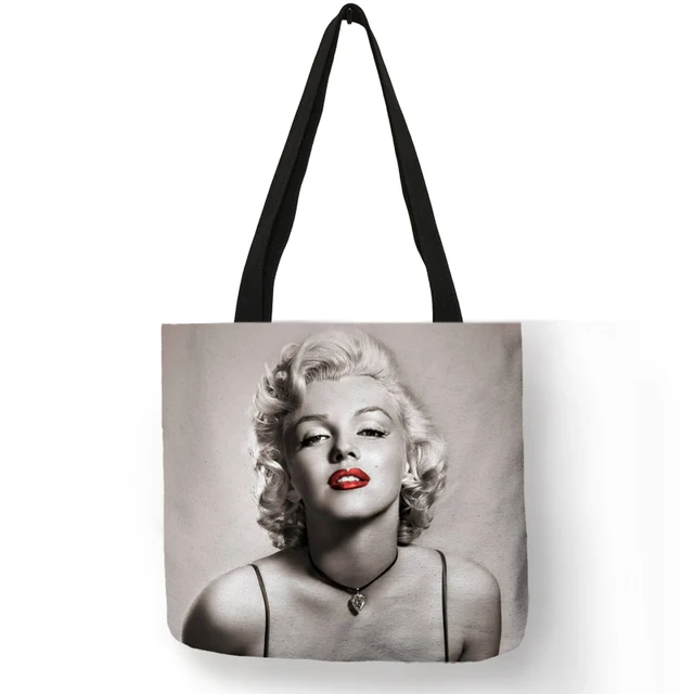 Customized Famous Marilyn Monroe Reusable Ping Bag Eco Linen Customized Famous Marilyn Monroe Reusable Ping Bag Eco Linen Bags With Quotes Print Women Fashion Handbags