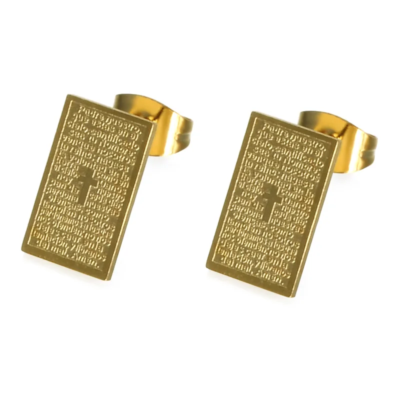 

2019 1pair Female Cross Scripture Square Earrings For Ladies Stainless Steel Earrings Wedding For Women Jewelry Drop Shipping