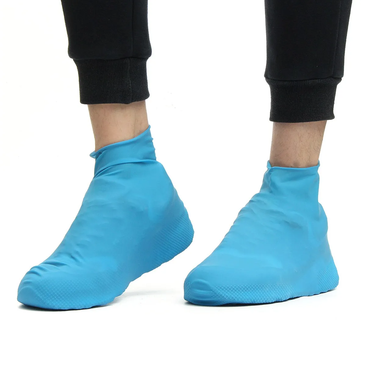 

BSAID 1 Pair Rubber Shoe Cover Anti-slip Waterproof, Elastic Reusable Rain Boot Motorcycle BikeBlue Yellow Overshoe Men Women
