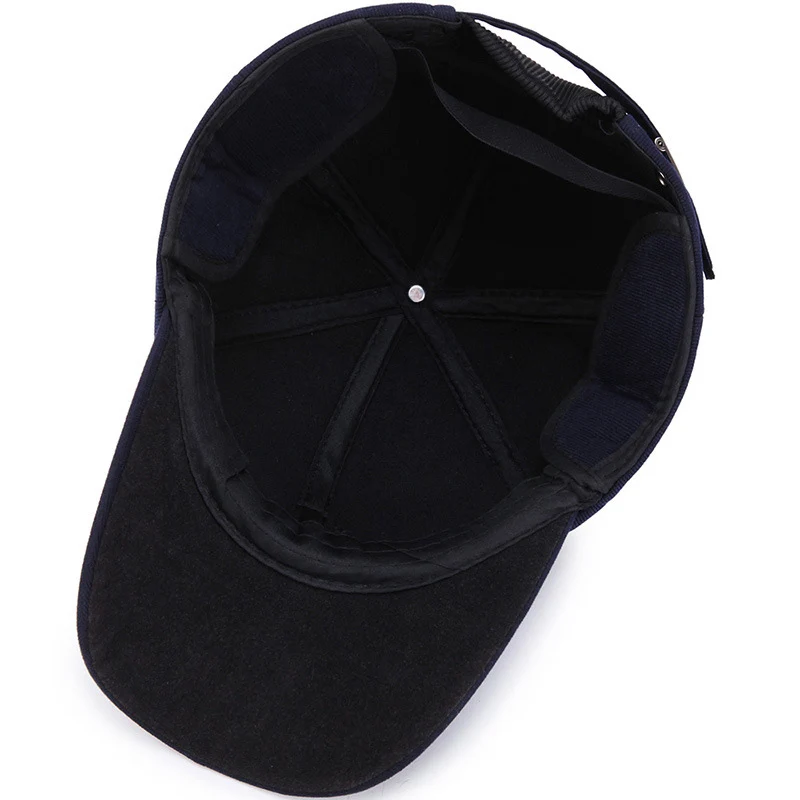 Unisex Winter Warm Corduroy Baseball Cap With Ears Men Women Outdoor Sports Autumn Warmer Caps Casual Snapback Hats CP0092 (9)