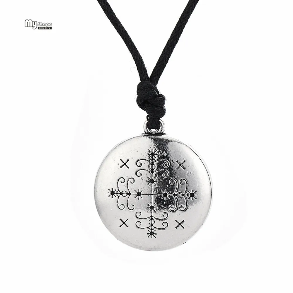

My Shape Vintage Legba Voodoo Link Chain Necklaces Ritual Altar Pendant Talisman Choker Occult Locket Amulet Statement Necklace