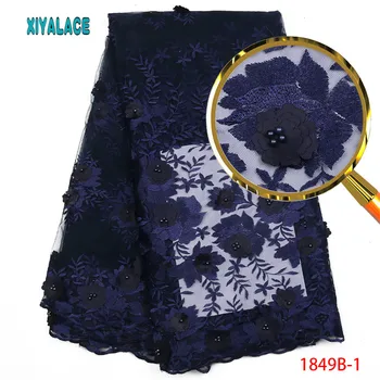 

New Arrival African 3D Flowers Tulle Lace Fabric African Party Lace Embroidered Add beads Grace French Lace Fabrics XZ1849B-1
