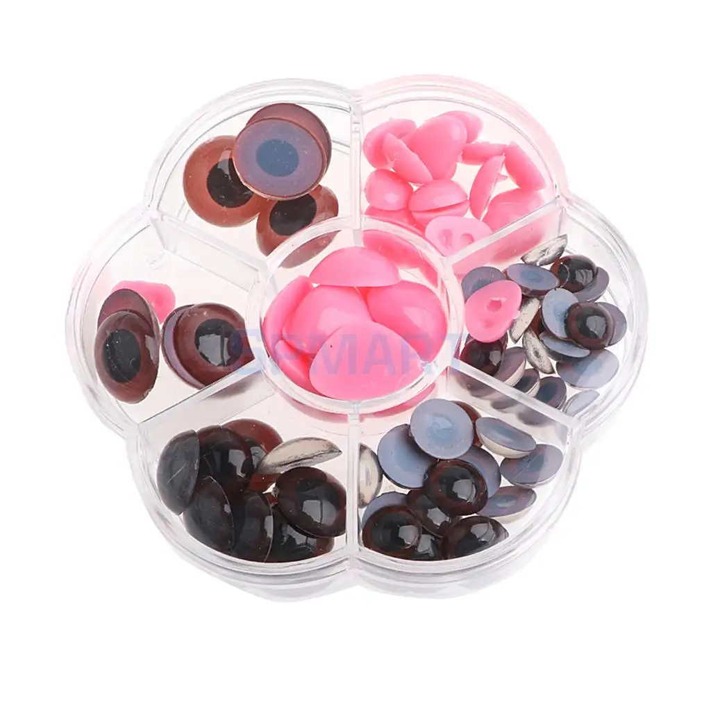 90Pcs Safety Doll Nose Craft Eyes for Animal Doll Puppet Bear Plush Animal Felting Toy Arts Making in Assorted Size - Coffee