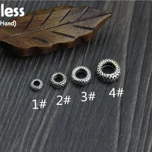 Uglyless Настоящее S925 Стерлинговое Серебро Круглый хлопья аксессуары для бисероплетения ювелирных украшений Hand-Made Этнические бусы с отверстием с перфорацией в стиле ретро узоры выводы