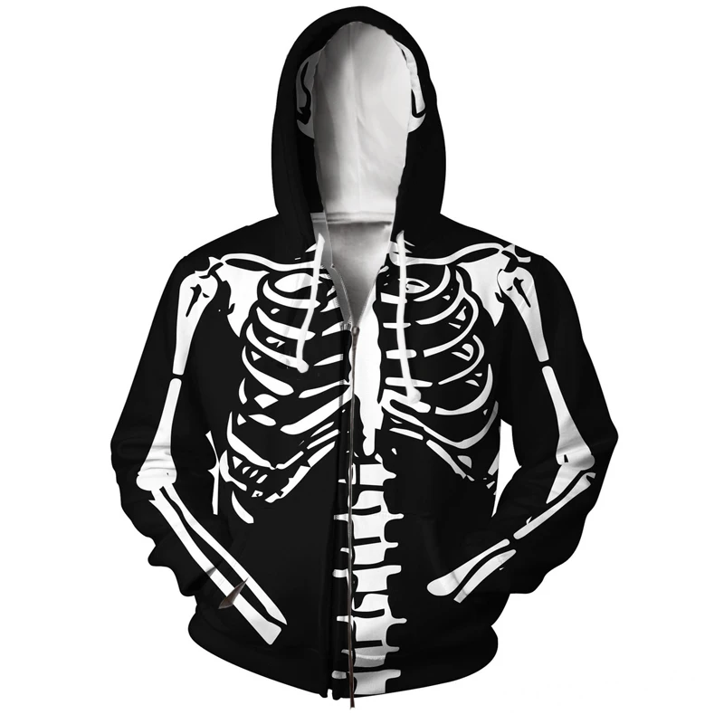 Skeleton Zip-Up Hoodie Men/women 1