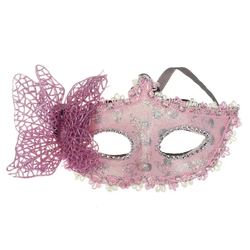 Модные в виде сексуальной бабочки мяч маска для девочек Для женщин Маскарадная маска для вечеринки, танцев Красивая половина уход за кожей лица маска Лидер продаж маска - Цвет: Розовый