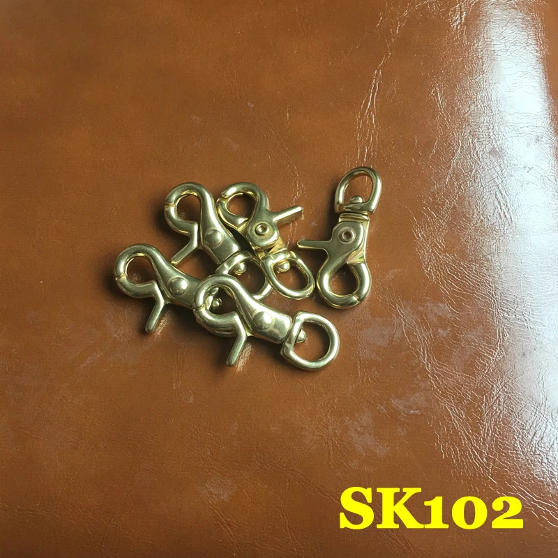 SK102) 2 шт твердой латуни карабин пружинный Поворотная застежка кольцо для ключей цепи оборудования Японии-Тип-2