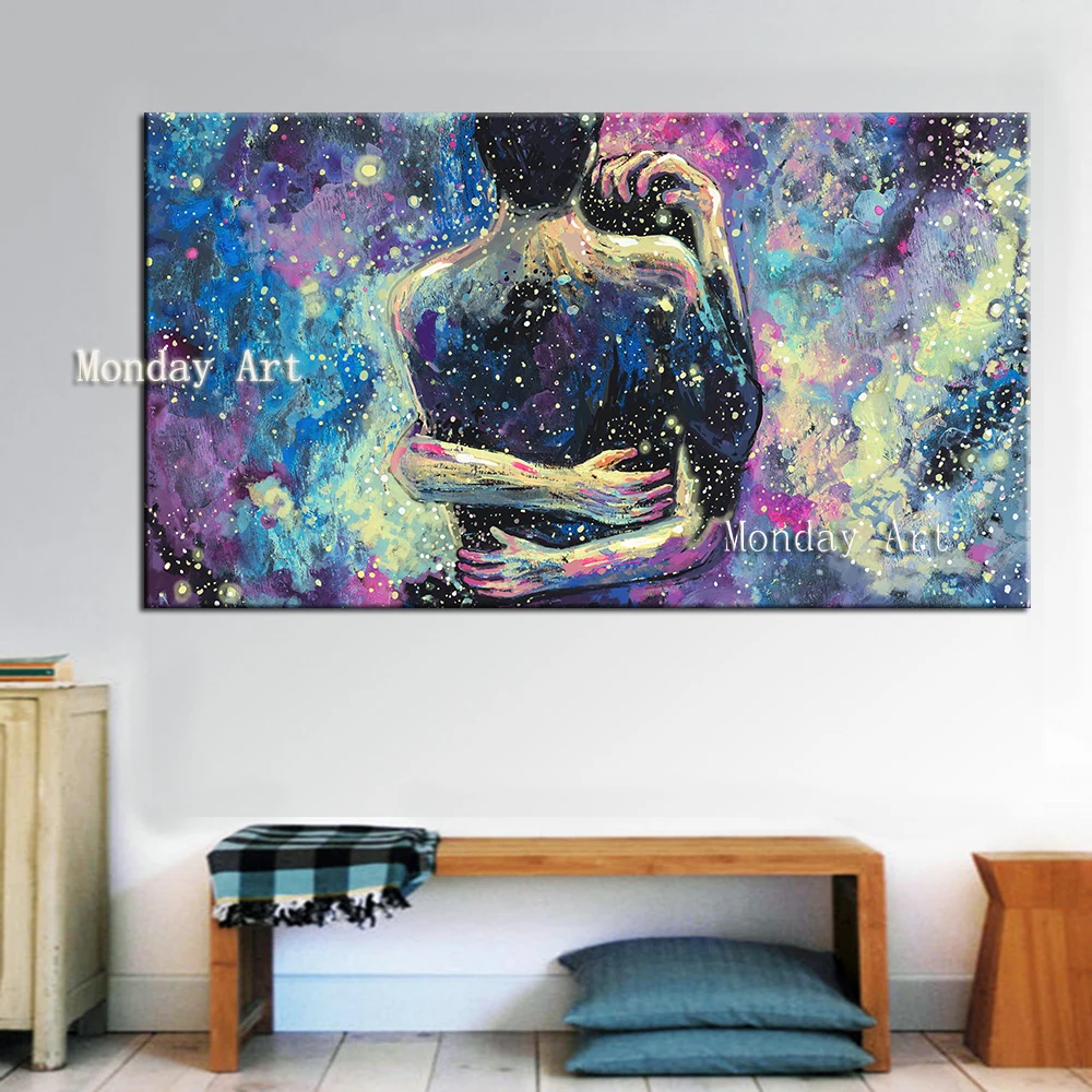 QQQ QKART-Canvas-Painting-Oil-Painting-Lover-Wall-Art-Pictures-for-Living-room-Home-decor-Posters-and (2)