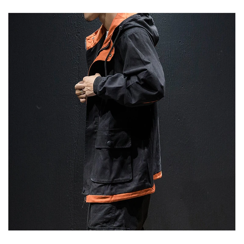 Army Green Trench Coat Men Korean Style Fashion Clothing Male Hooded Trench Coat Jacket Mens  (24)