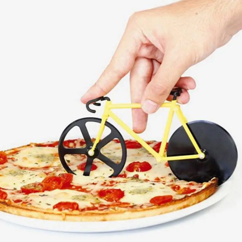 

Mieres Bicycle Design Stainless Steel Pizza Cutter Dual Wheel Slicer Pastry Tool Kitchen Aid