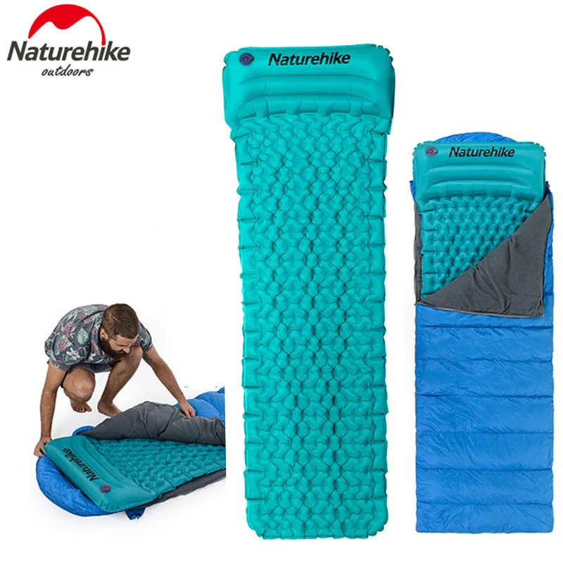 

Naturehike Light Outdoor Inflatable Cushion Sleeping Bag Mat Fast Filling Air Moistureproof Mattress Camping Mat With Pillow Pad