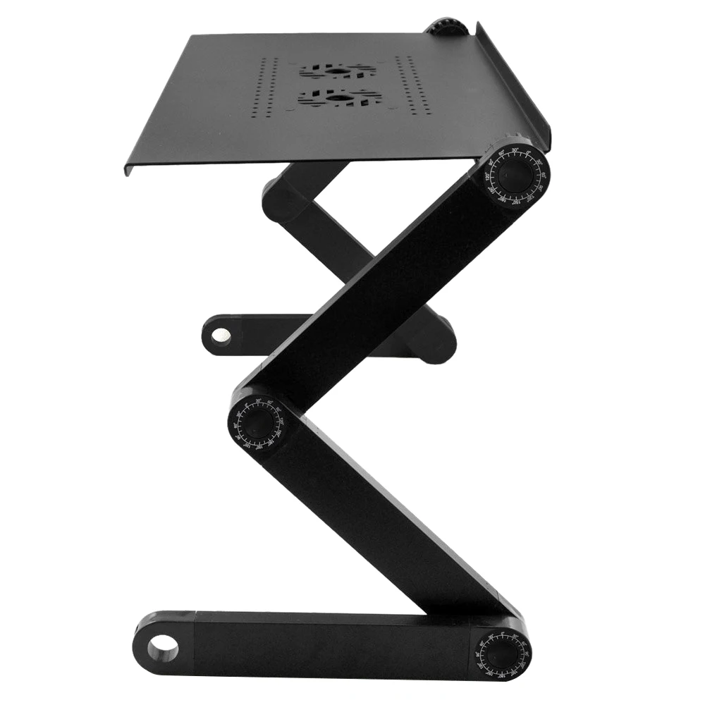360 градусов складной регулируемый ноутбук глянцевый стол подставка кровать Lap диван Настольный поднос и вентилятор (черный)