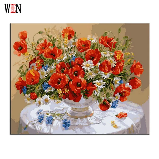 Aliexpress.com: comprar ramo de flores de pintura por números en ... Cuadros para pinturas