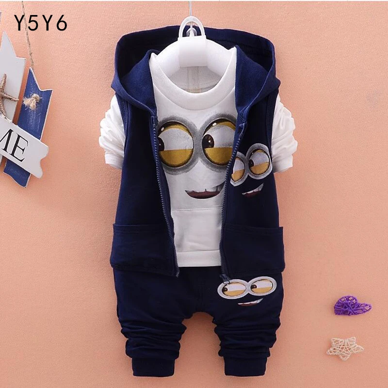 

Children's clothing boys and girls 3 pieces sportswear fashion style cotton T-shirt + pants + vest clothing children's suit