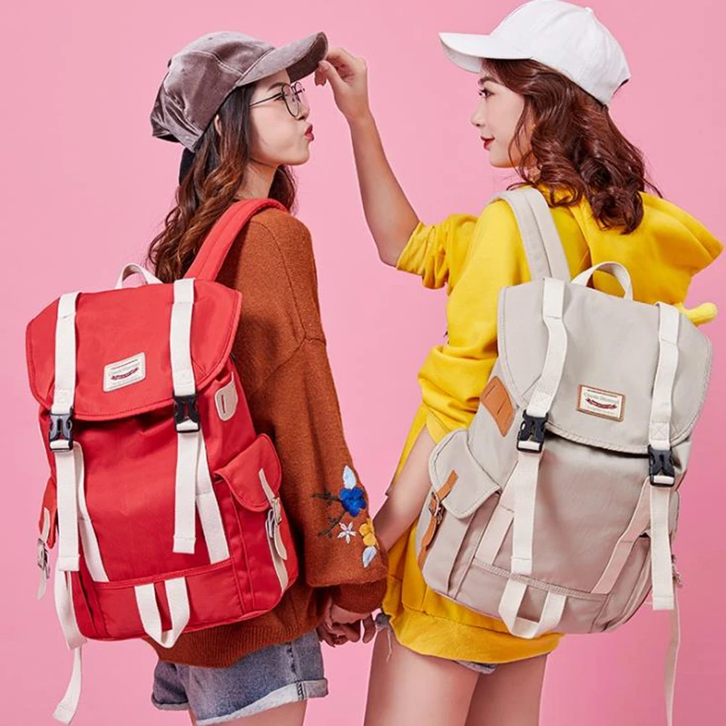 

2019 New Fashion Popular Solid Color Female Shoulder Bag Simple Waterproof Backpack Nylon School Bag Travel Bag Computer Bag