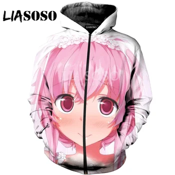 

LIASOSO 3D Print Women Men Anime Future Diary Yuno Gasai Hooded pullover Hoodies Sweatshirts Fashion Zipper Jacket HarajukuX0704