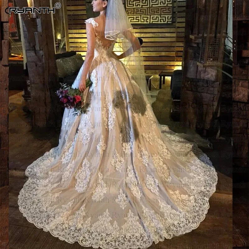 Роскошное платье Vestido de noiva, сексуальное кружевное бальное платье с открытой спиной, свадебное платье, Новое поступление 2019, платье