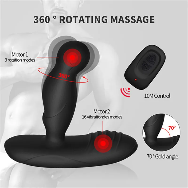 Back Court Rotating Wireless Remote Control Anal Prostate Massager