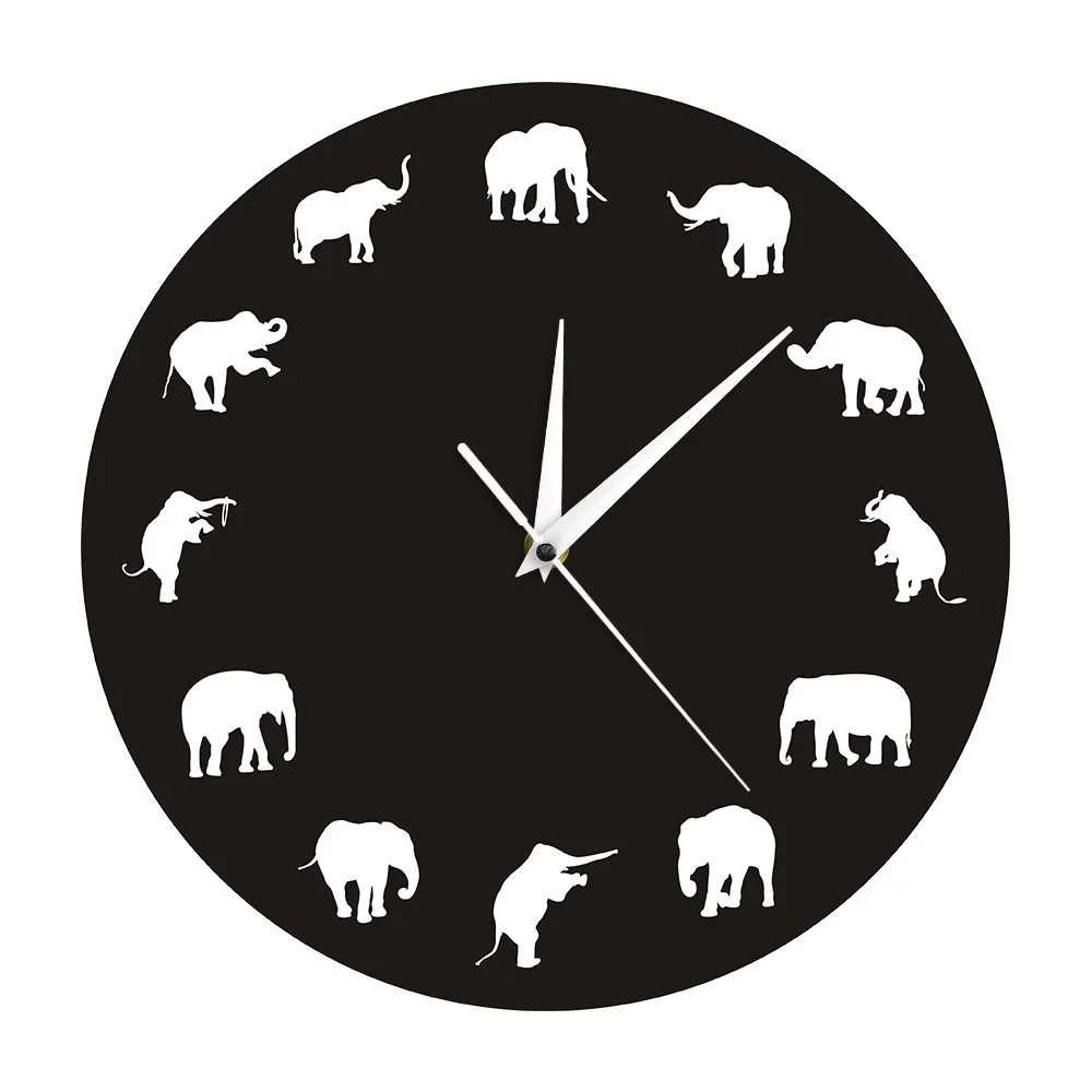Big Elephants Wall Clock Wildlife Animal Kids Bedroom Nursery Decor