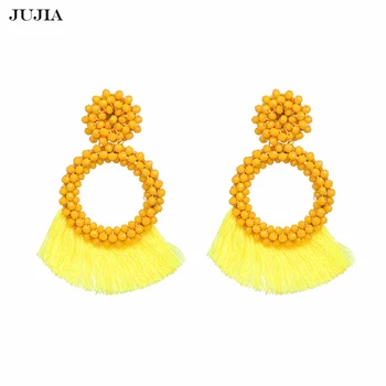 

Wholesale JUJIA Vintage Statement Fringe Earrings For Women Boho Charm Beads Long Tassel Drop Earrings Bijoux