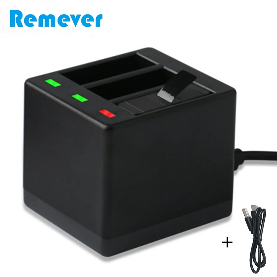 

3-Channel Battery Charger for Gopro Hero 5/6 Action Camera LED Charging Box Carry Case Battery Charger with Type-C Data Cable