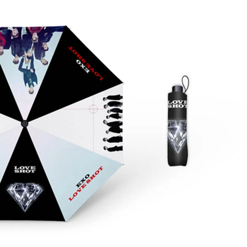 

2019Kpop Korean Fashion Umbrella Tri-fold Hand Open Umbrella Gift Unisex