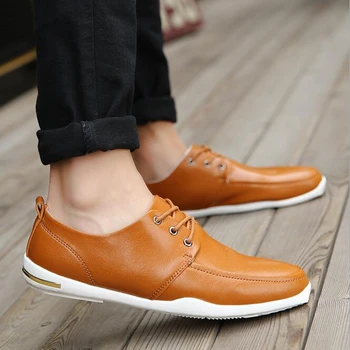 

New Men Shoes Casual Spring Flats Shoes Fashion Men Soft Loafers Black Brand Leather Man Shoes Men Zapatos Hombre P86