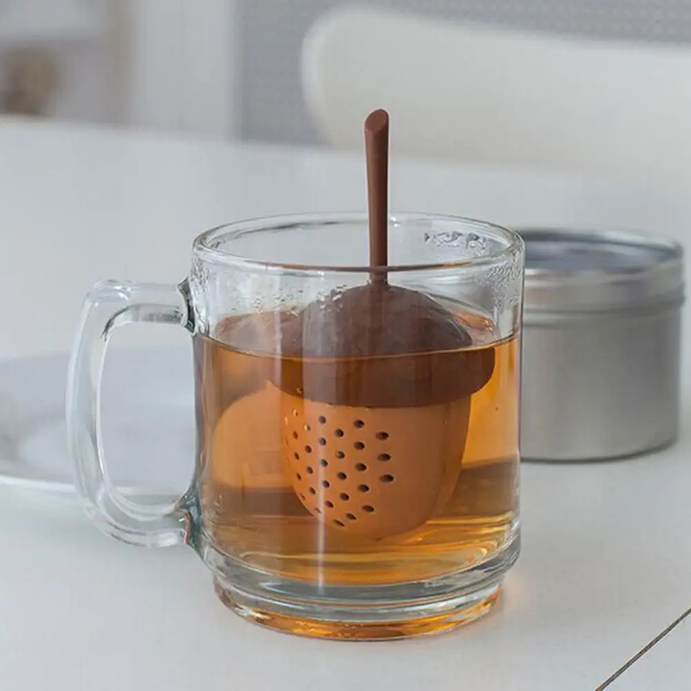 Mini Cute Tea Strainer Silicone Acorn Shape Infuser Filter Reusable