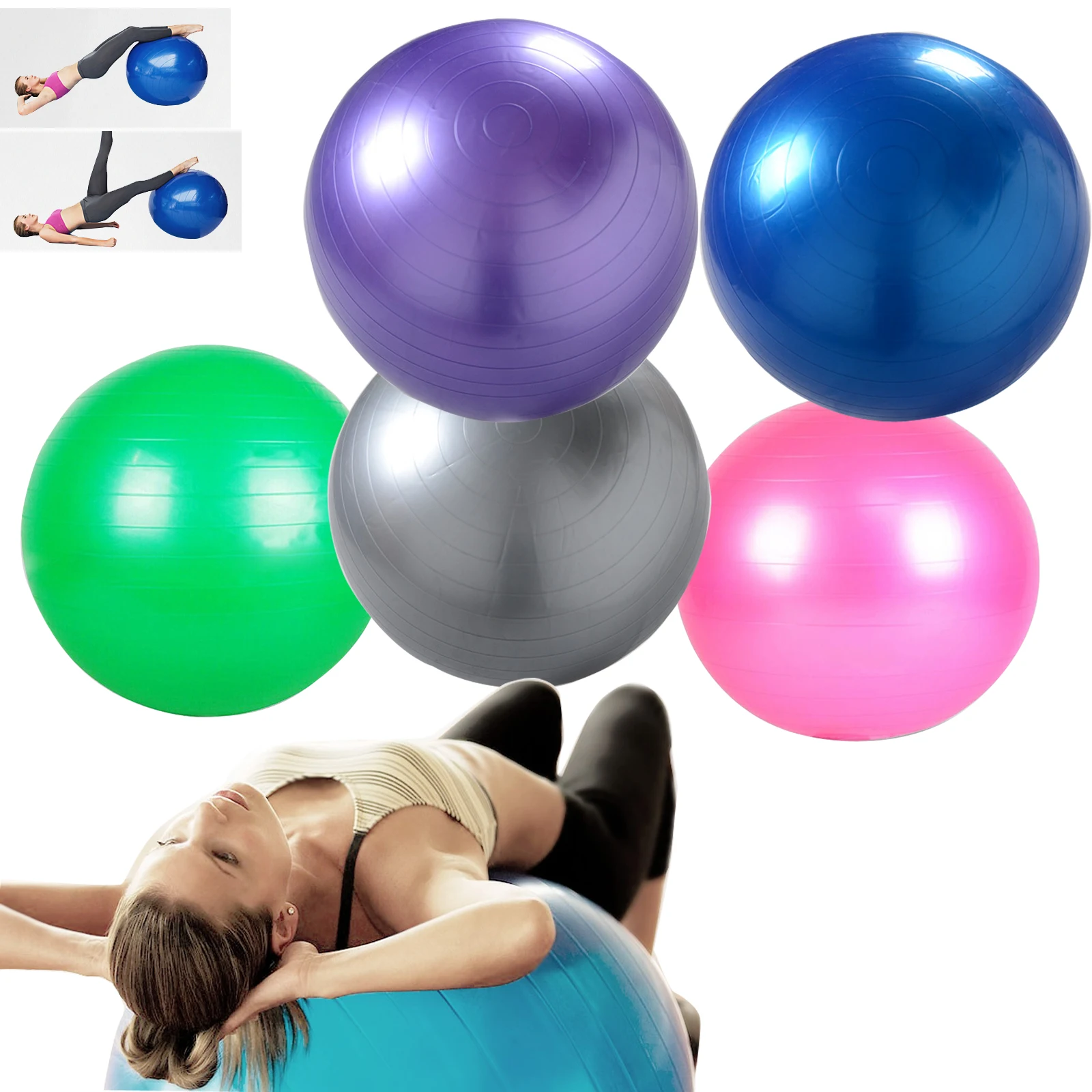 European popular multi-use burstproof pvc exercise Yoga ball Gym center indoor use trainning fitness balls with 4 colors