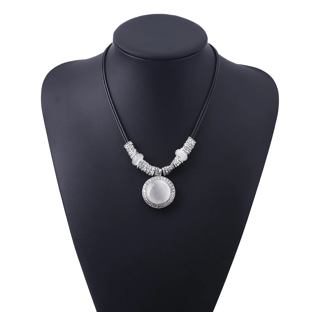 Подвески CiNily White Fire Opal и кожаные ожерелья роскошные большие Винтажные Украшения в