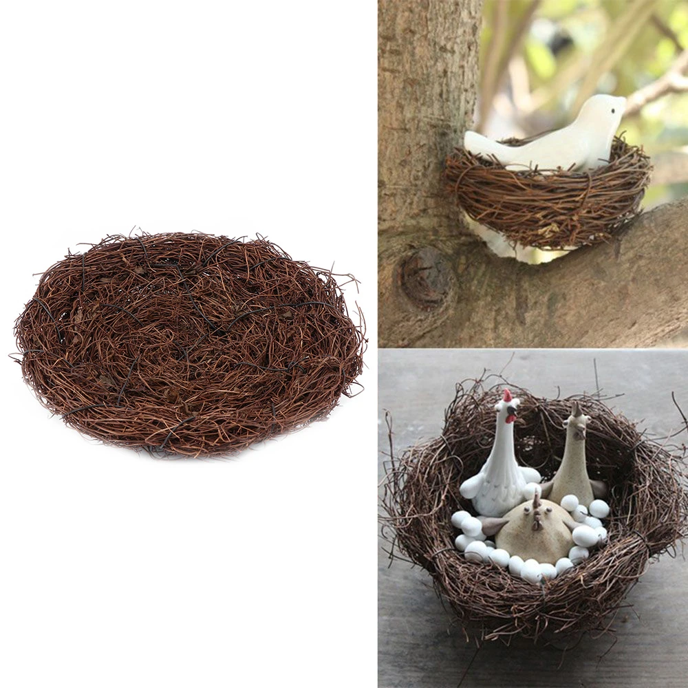 Vintage Rattan Bird Nest Decoration Props Nest Bird Cage ...