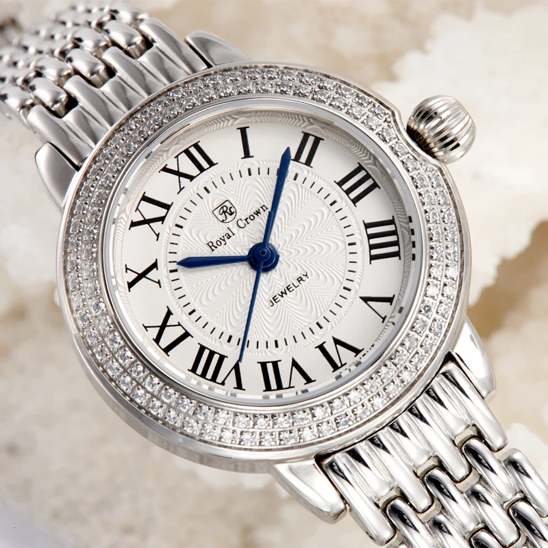 Женские часы Ronda Mov't Sapphire Crystal изысканные модные браслет из нержавеющей стали