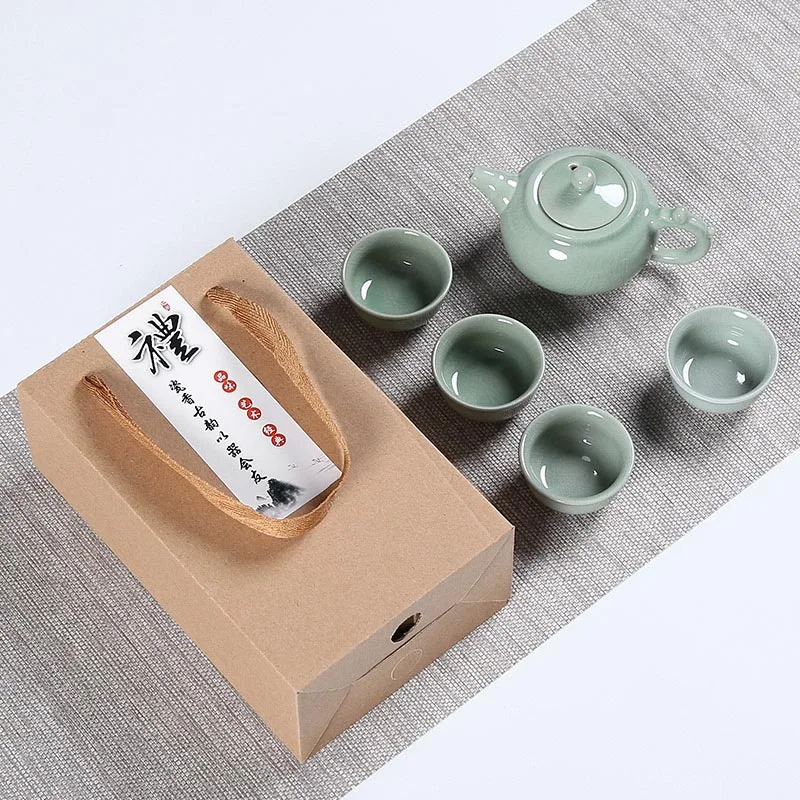 High quality Ge Kiln Kungfu Tea set,China tea set,Kung Fu Tea Cup,Travel Tea Pot Chinese Porcelain Teacup Set Drinkware Gift - Цвет: 05