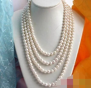 

NEW 001791 100"9-10MM ROUND WHITE FRESHWATER CULTURED PEARL NECKLACE