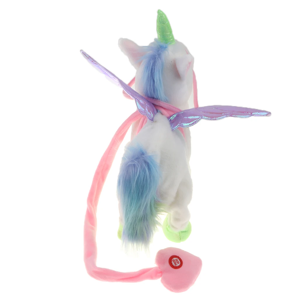 Electric Walking Singing Unicorn Musical Animal Toy Plush Stuffed Interactive Electronic Horse Robot Doll Boys Girl Gift - White