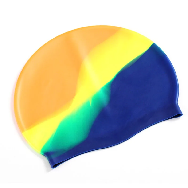 

19-22.5CM Gradient Adult Silicone Swim Caps Ear Protect Rubber Swimming Waterproof Hat Swim Cover Radius Swim Accessories