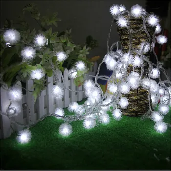 

5M 28LED Furry Ball White Edelweiss Snowflake String Light 220V/110V colorful outdoor Christmas Wedding party Decoration Garland