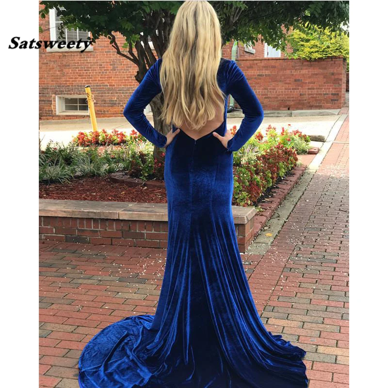 Long-Sleeves-Velvet-Mermaid-Prom-Gowns-V-Neck-High-Split-Royal-Blue-Open-Back-Sexy-Women (1)_