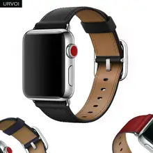 URVOI кожаный ремешок для apple watch серии 4, версия 1, 2, 3, ремешок из телячьей кожи ремешок для наручных часов iwatch, классические квадратные пряжки GEN.2 40/44 мм