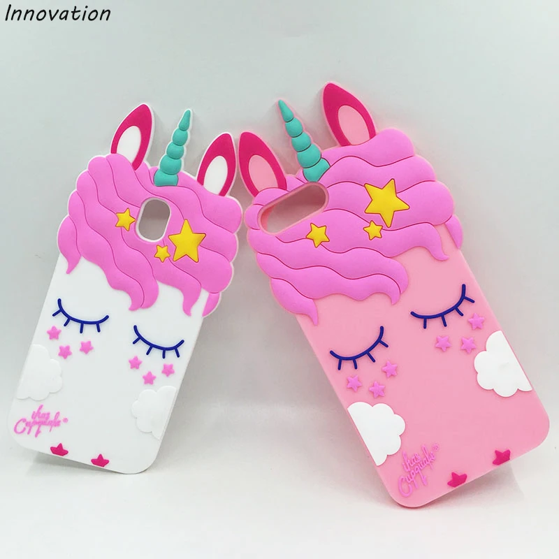 

3D Unicorn Horse Ears Case For Samsung Galaxy J3 J7 J530 2017 J330 J730 2016 J5 Cute Cartoon Shy Stars Soft Silicone Phone Cover