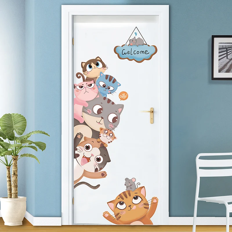 [SHIJUEHEZI] Cartoon Animals Wall Stickers DIY Children Mural Decals for Kids Rooms Baby Bedroom Wardrobe Door Decoration