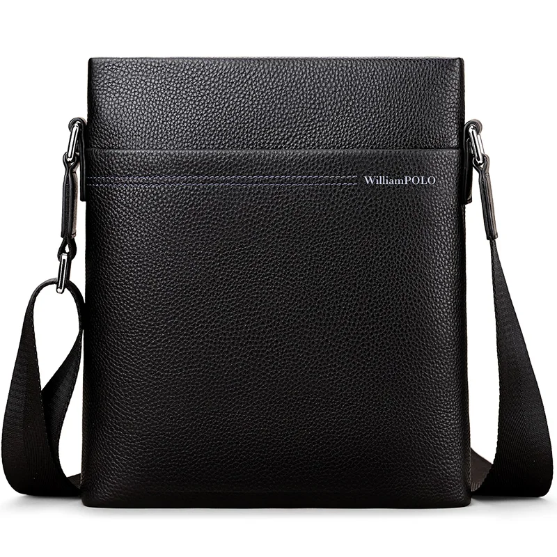

WilliamPOLO Men Bags Crossbody Shoulder Genuine Leather Business Messenger Work Travel Office With Adjustable Shoulder Strap