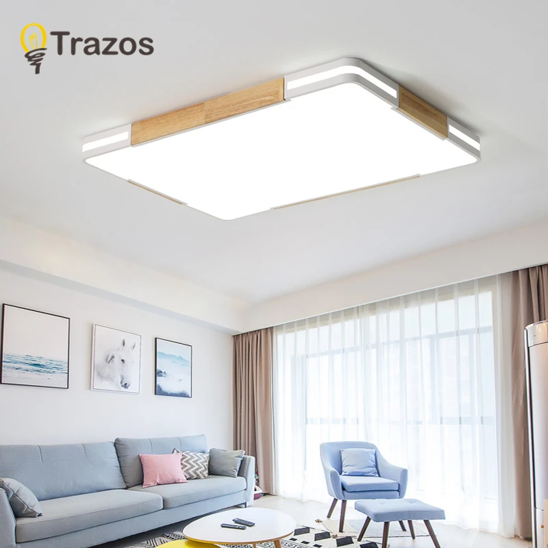 

TRAZOS Wooden LED Chandelier For Living Room White Lustre Bedroom Lamps Black Lustres Wooden Hanging Lights Dining Lighitng