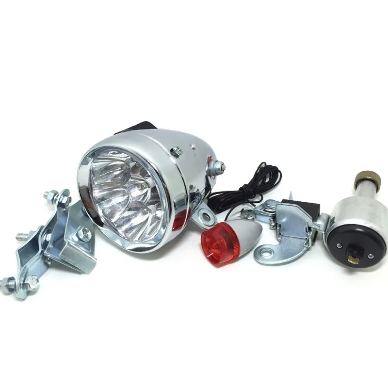 

Q038 Motorized Taillight Headlight Kit Bicycle Friction Generator Dynamo Bike Head Tail Light LED Lamp MTB retro bike LED lights
