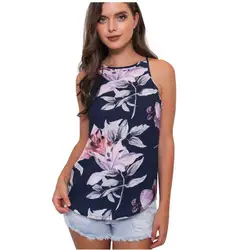 Рубашка с цветочным узором летние топы женские уличная Повседневное без рукавов Блузка, женские рубашки Одежда blusas mujer de moda 2019 d90501