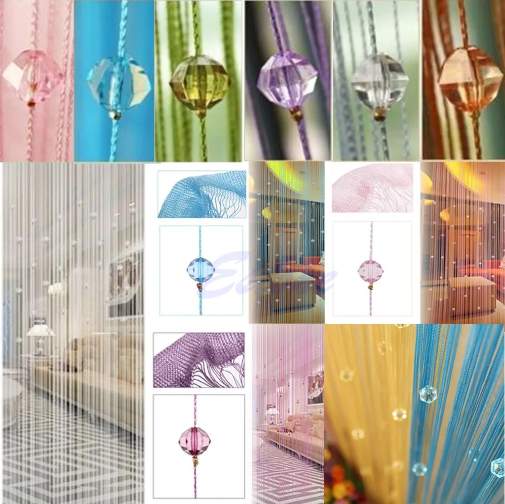 

S-home New String Curtain Beads Panel Spangle Fringe Room Door Window Divider Panel Blind MAR20