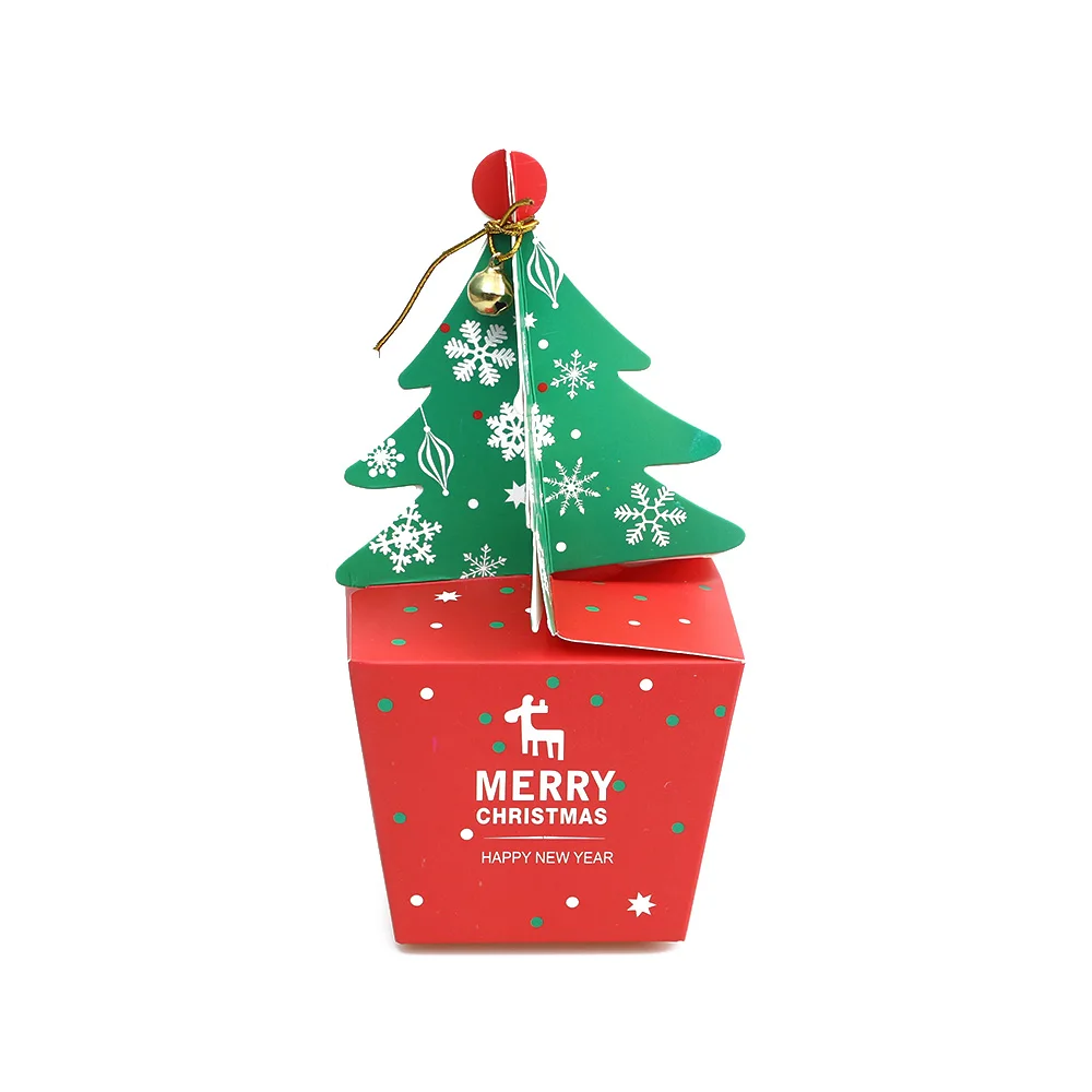 1 шт Рождественская елка узор банка для сахара вечерние коробки бумажные подарочные коробки для сладостей несущей сумки Счастливого Рождества украшения партии